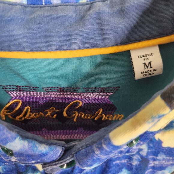 Robert Graham Mens Classic Fit Short Sleeve Floral Print Polo Shirt Medium - Picture 4 of 7